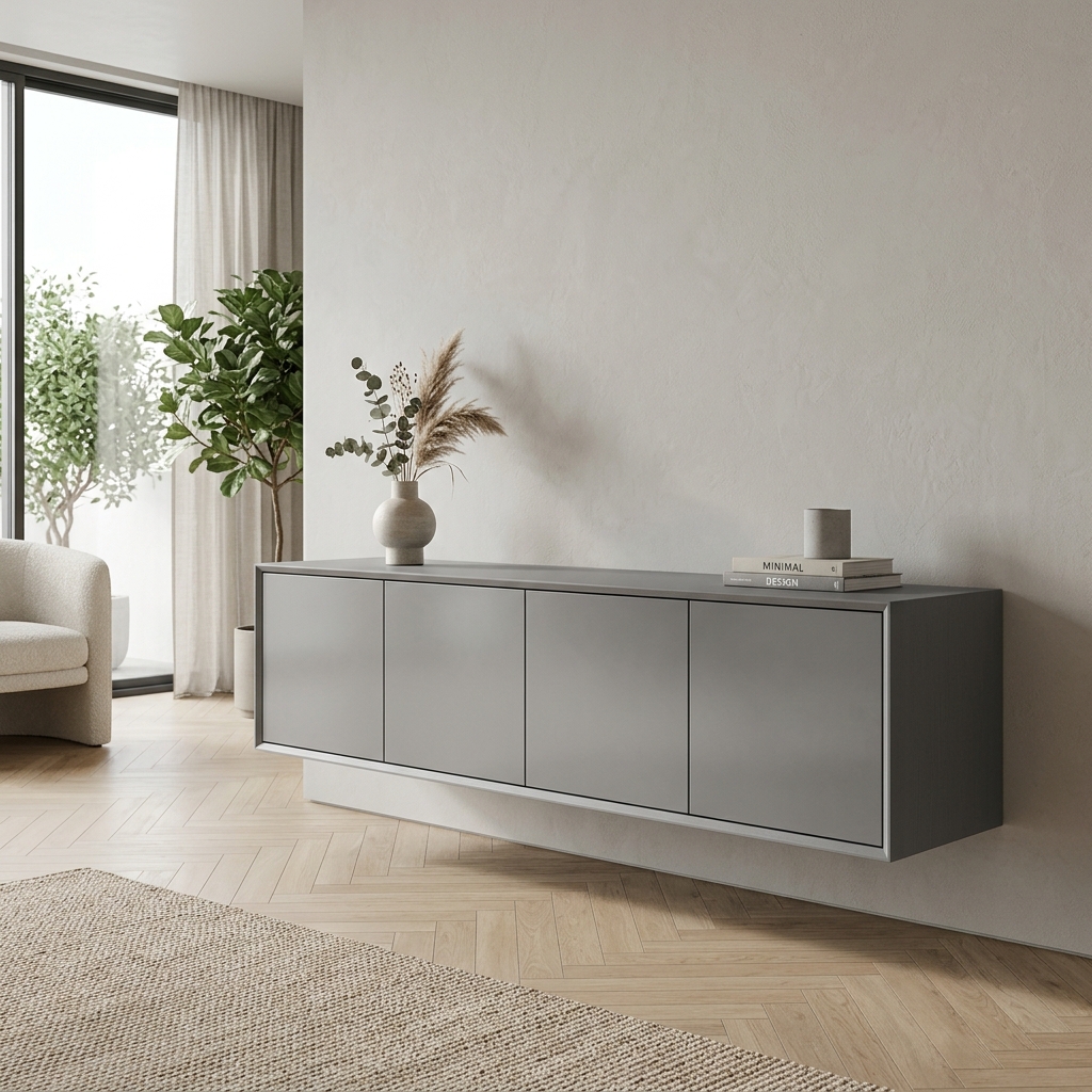 Velvet Gray Floating Sideboard