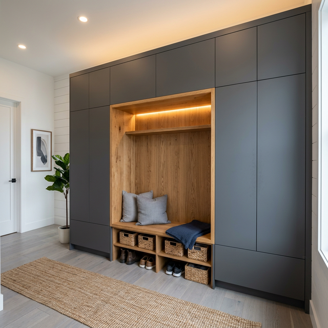 Modern Integrated Mudroom
