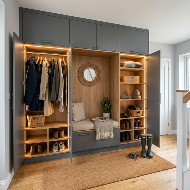 Modern Integrated Mudroom - Open Interior