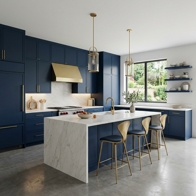 Navy Blue Shaker Kitchen Scene