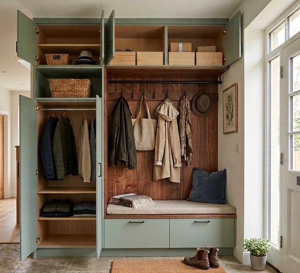 Sage Green Mudroom - Open Interior